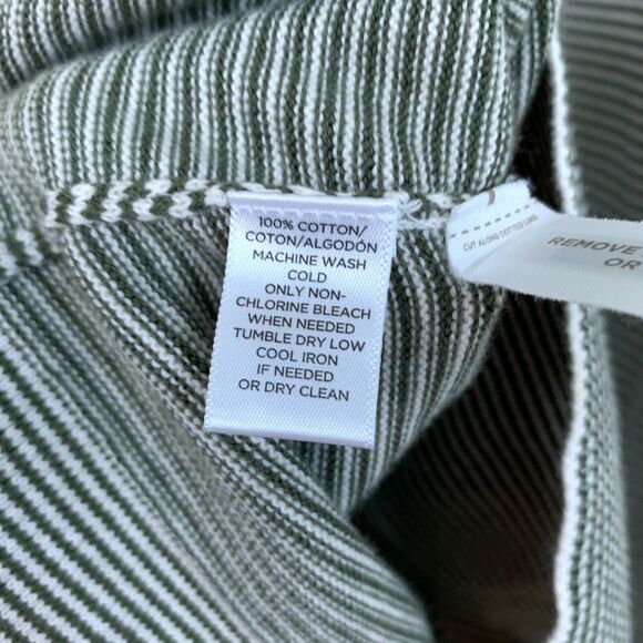 LOFT Striped Cutout Swing Sweater Gray White Flared Sleeves Ribbed Womens Medium - Picture 8 of 11